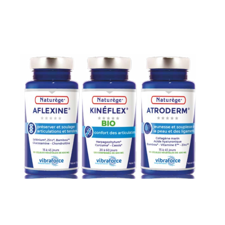 Pack TRIO ARTICULATION - 3 piluliers en synergie - Kinéflex + Atroderm + Aflexine - Naturège