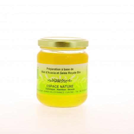 Miel d'Acacia et Geléé Royale Bio - pot 250 grammes -Espace Nature