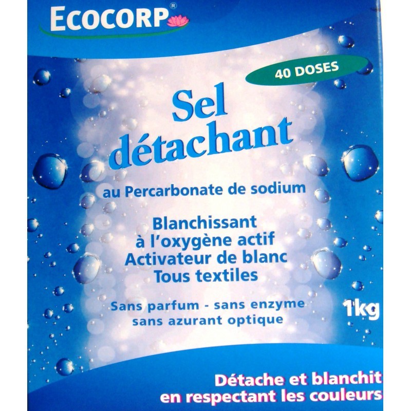 Sel détachant au Percarbonate de sodium 1 kg Ecocorp activer le blanc sur  tout les textiles à l'oxygène