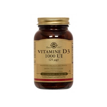 Vitamine D3 1000 UI (25µg) - 100 Comprimés - Solgar