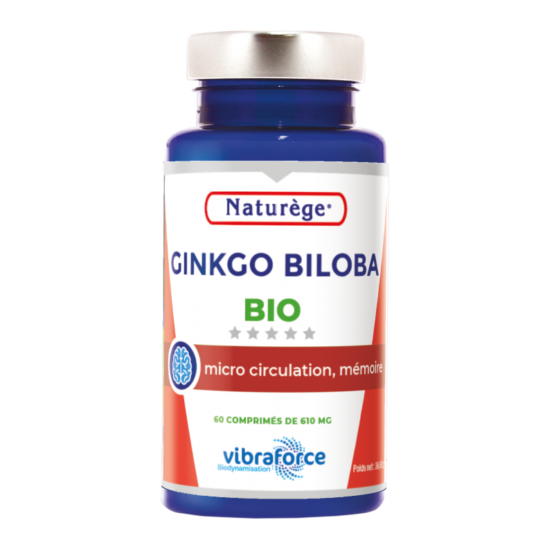 Ginkgo Biloba Bio Petit modèle - 60 Comprimés de 610 mg - Naturège Laboratoire