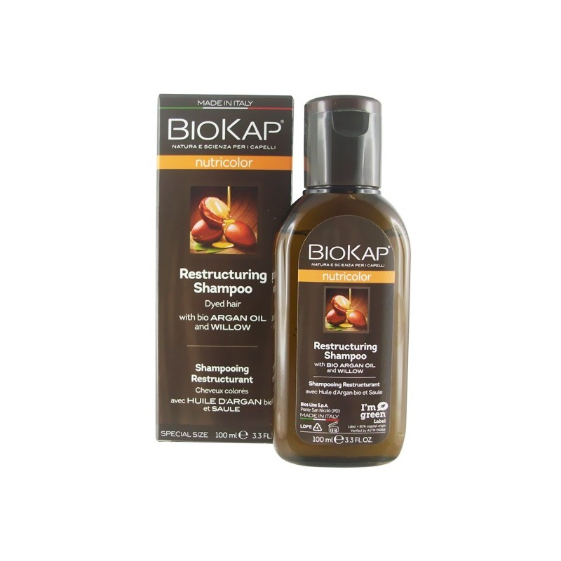 Shampooing restructurant cheveux colorés à l'huile d'argan bio et saule - 100 ml - Biokap