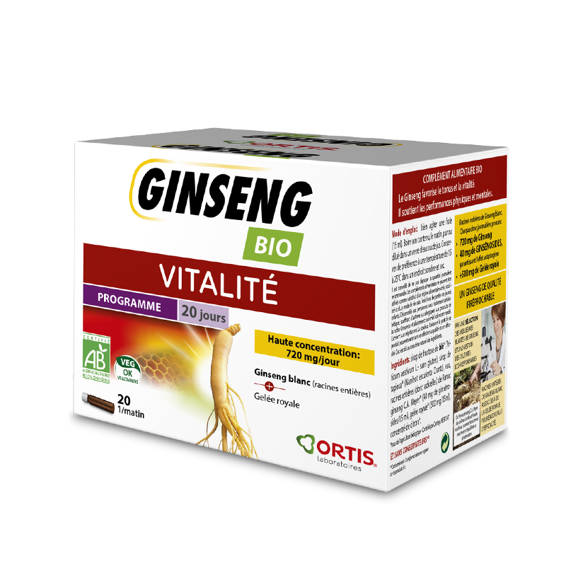 Ginseng Bio Vitalité - 20 Fioles - Ortis Laboratoire