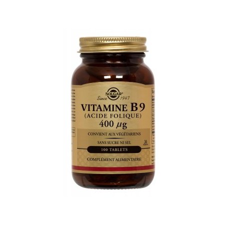 Vitamine B9 (acide folique) - 100 comprimés - Solgar