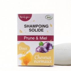 Shampoing solide Doux pour Cheveux normaux Prune et Miel - 85g -  Bio4you
