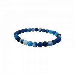 Bracelet Agate Bleue - 6mm dépolie - Magnétique Vibration - Lithothérapie