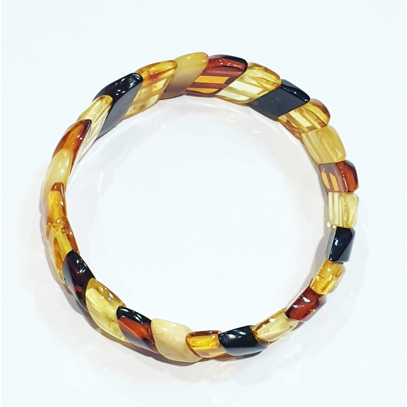 Bracelet Ambre plaques - Bijou en ambre - Magnétique Vibration