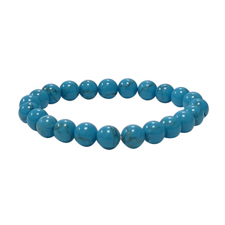 Bracelet Howlite bleu turquoise - Pierres de 8mm - Bijou Lithothérapie - Magnétique Vibration