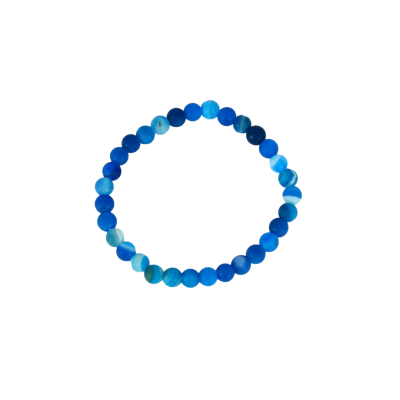 Bracelet Agate Bleue - 6mm dépolie - Magnétique Vibration - Lithothérapie