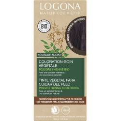 Coloration soin végétal poudre Henné Bio - Teinture Brun Noir  - Logona