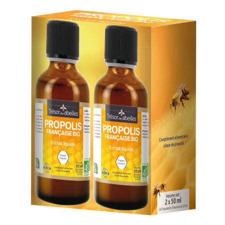 Propolis Pack 2 - Française Bio extrait liquide sans alcool 50 ml - TRÉSOR DES ABEILLES