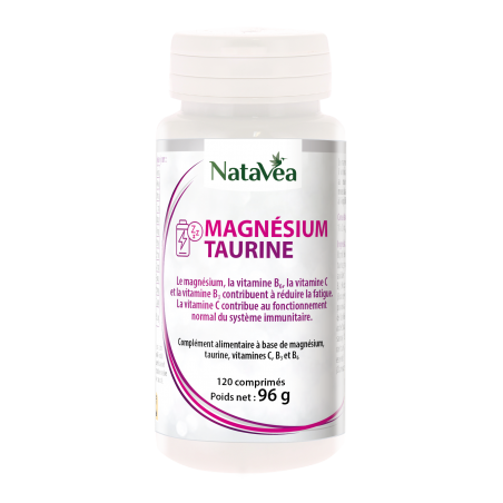 Magnésium + Taurine + Vitamines B6 + B2 + C - 120 comprimés à croquer - NataVéa Vibra