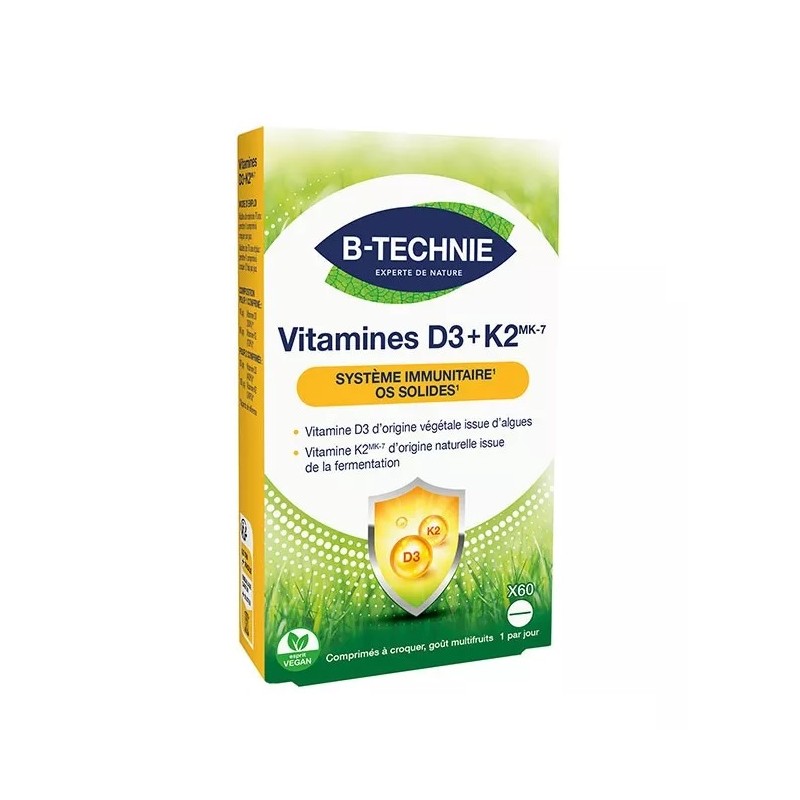 Vitamines D3 + K2 - 60 comprimés à croquer - B-Technie
