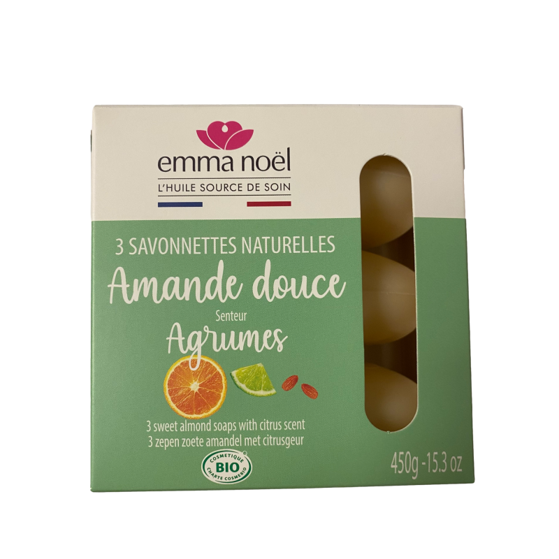 3 Savons Amande douce savonnettes - 250 g - Emma Noel