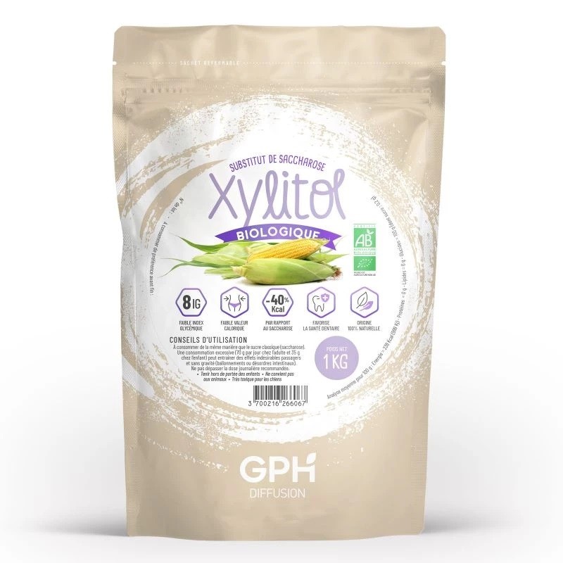 Xylitol sucre de bouleau Bio 1 kg - Faible indice glycémique - GPH Diffusion