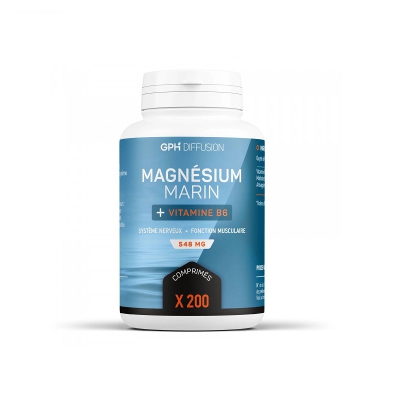 Magnesium marin + Vitamine B6 - 200 Comprimés - GPH Diffusion