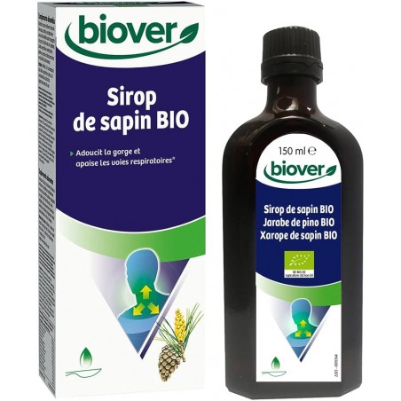 Sirop sapin Bio sans sucre - Gorge & Toux - Flacon 150 ml - Biover