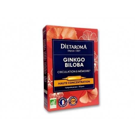 Ginkgo Biloba Bio CIP - 20 ampoules de 10 ml - Dietaroma