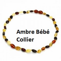 Collier  Ambre multicolore Bébé - tour de cou - Bijou en ambre - Magnétique Vibration