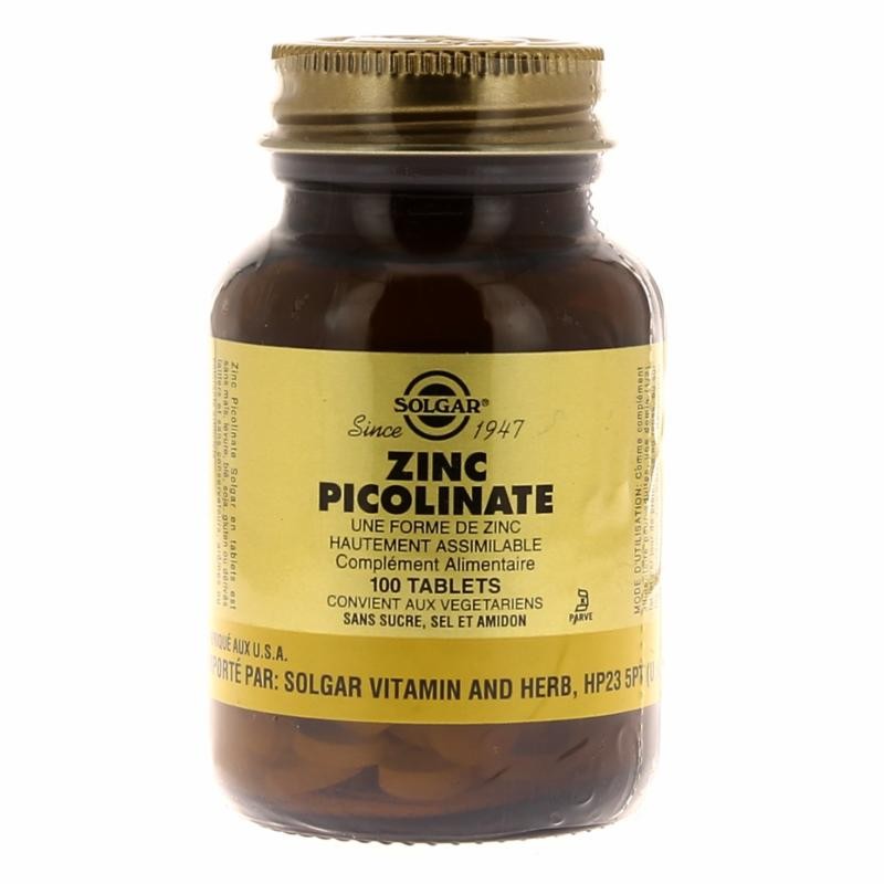 Zinc Picolinate 22 mg 100 tablettes Solgar