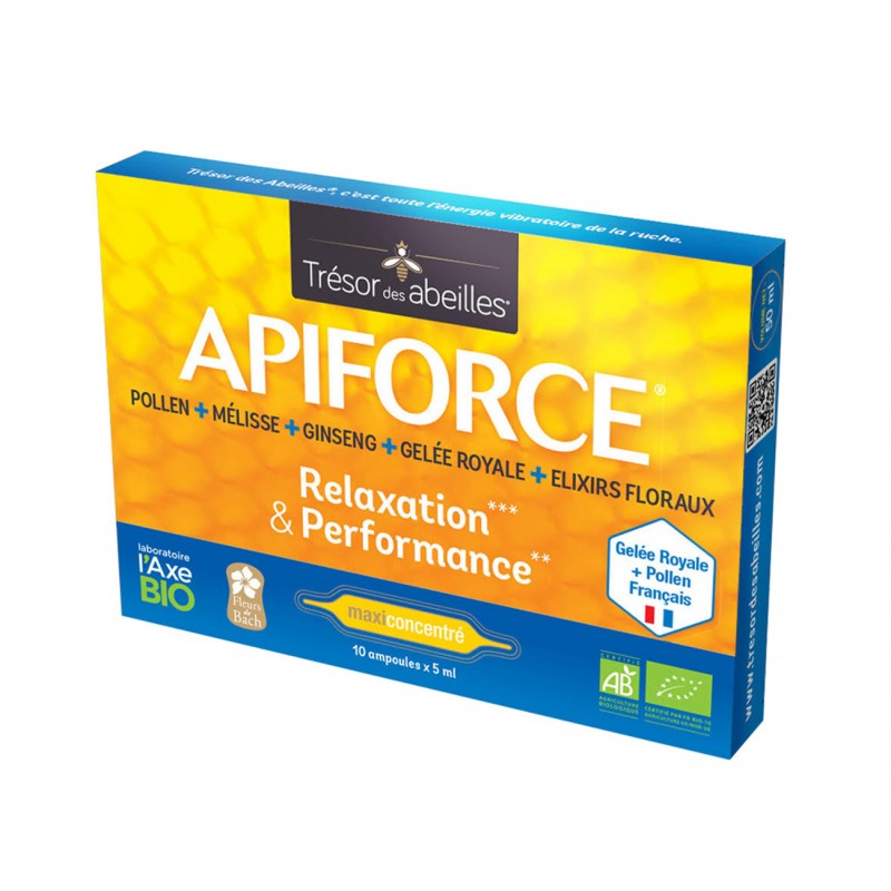 Apiforce Relaxation et Performance Bio - 10 ampoules - Trésor des Abeilles