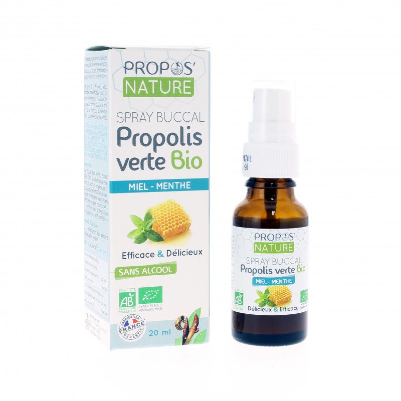 Spray Buccal Propolis Verte Bio Miel Menthe - 20 ml - Propos' Nature